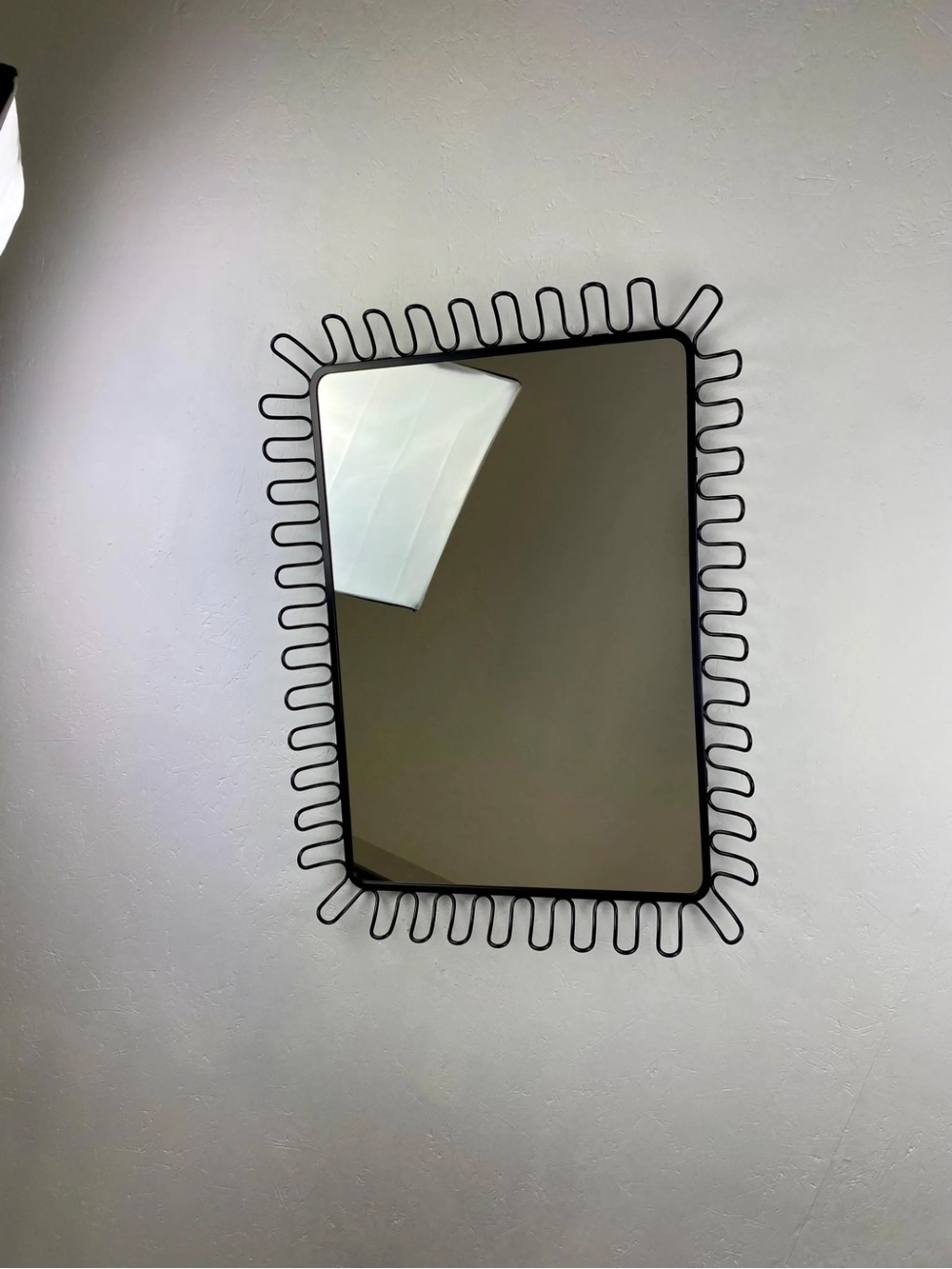 VINTAGE IKEA Mandal Black Wavy Frame Wall Mirror – Sleek Modern Home Decor